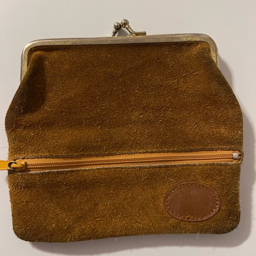 Vintage Suede Coin Purse with Metal Frame